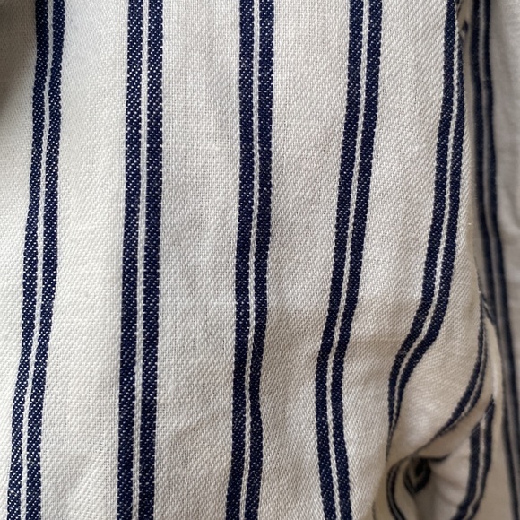 MAJORELLE 100% linen stunning blue and white Yuma striped wrap around dress - Picture 10 of 15